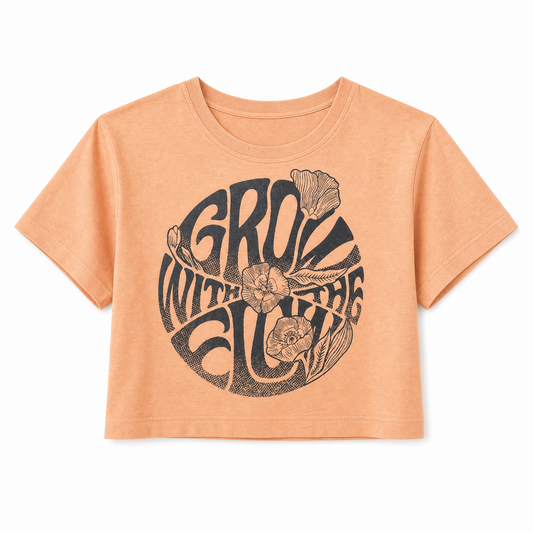Grow With the Flow Graphic Tee Crop Top with Trippy '70s Floral Motif [S-L]