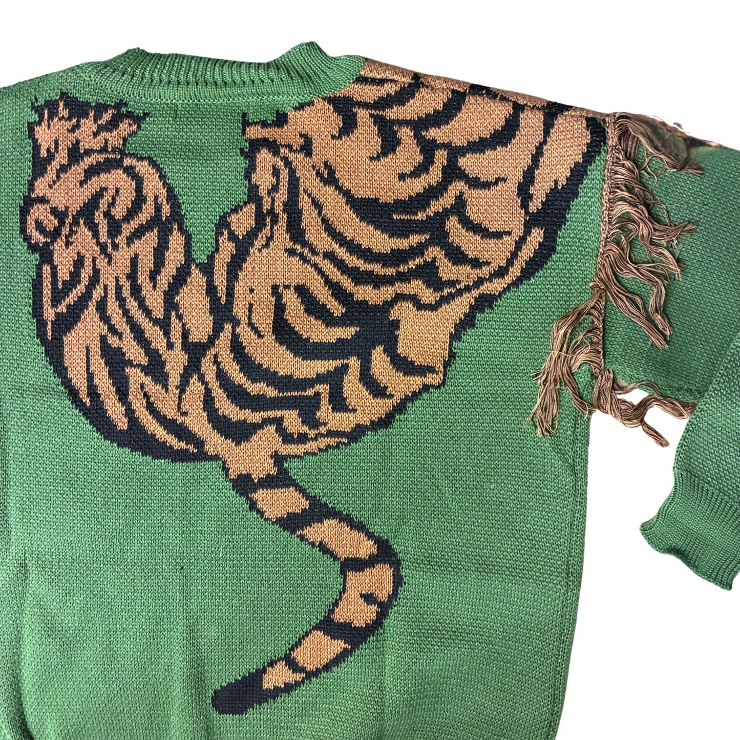 Grrr! Fringed Tiger Sweater in Green or Red [Sizes M-XL]