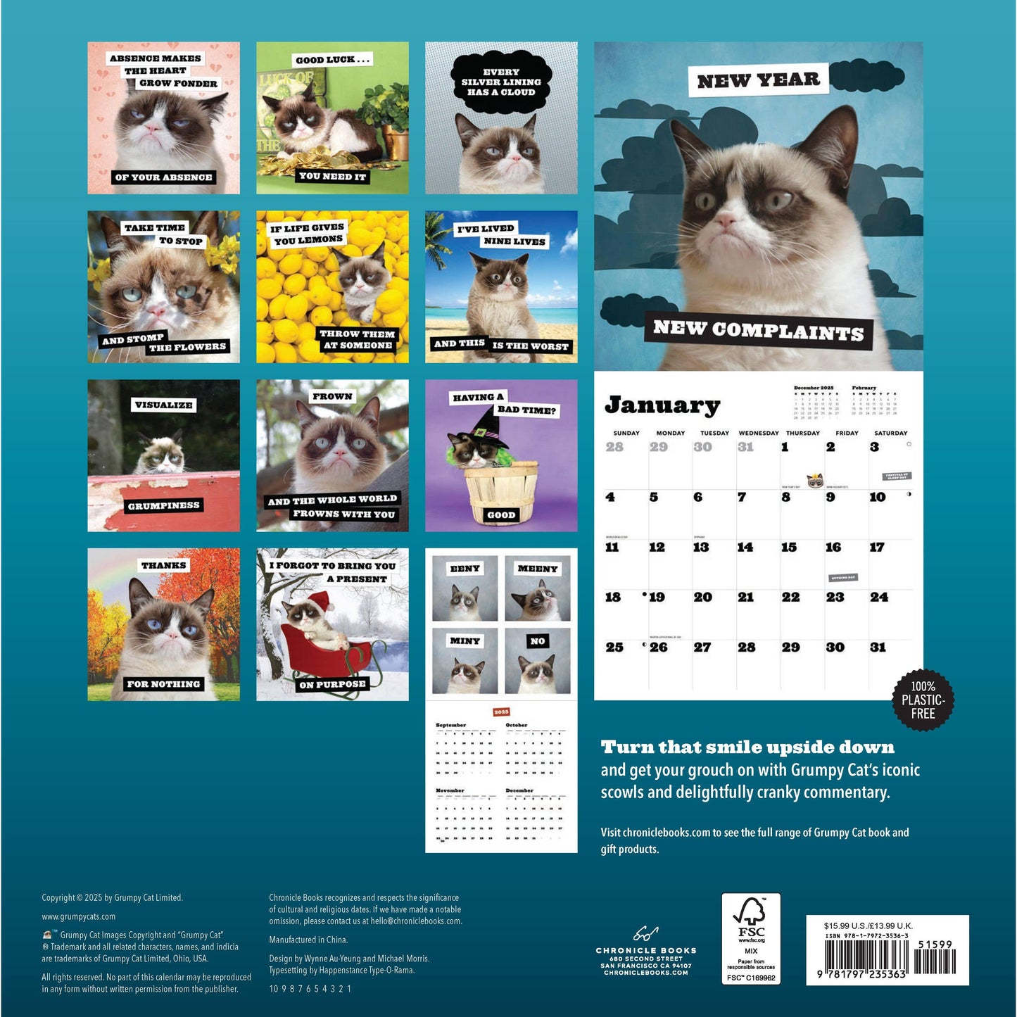 Grumpy Cat 2026 Wall Calendar | Adorable Cats Calendar Poster | 12'' x 12''