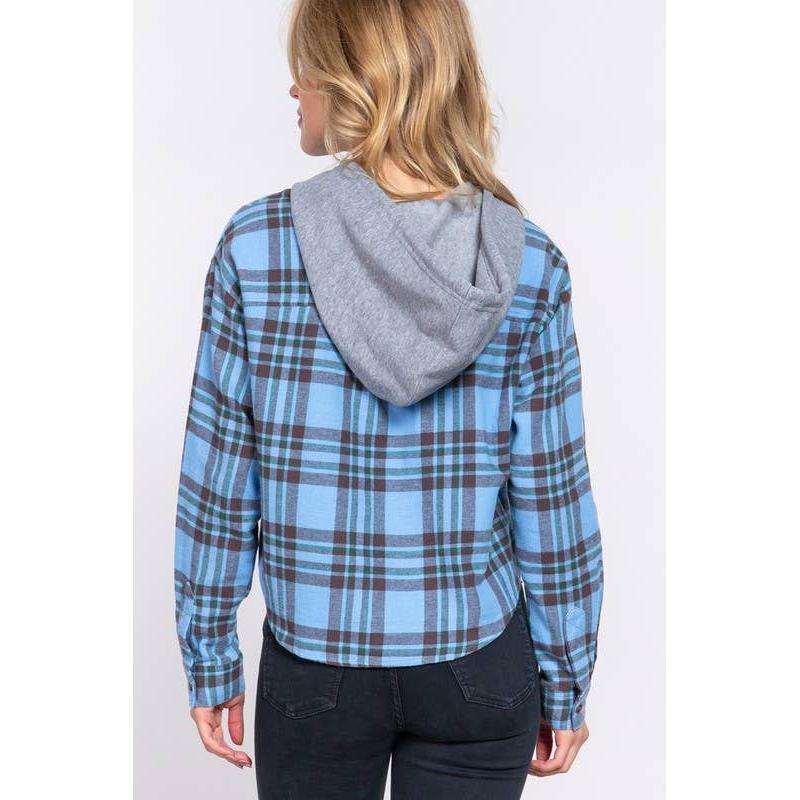 Grunge Darling Plaid Hoodie in Orange or Blue