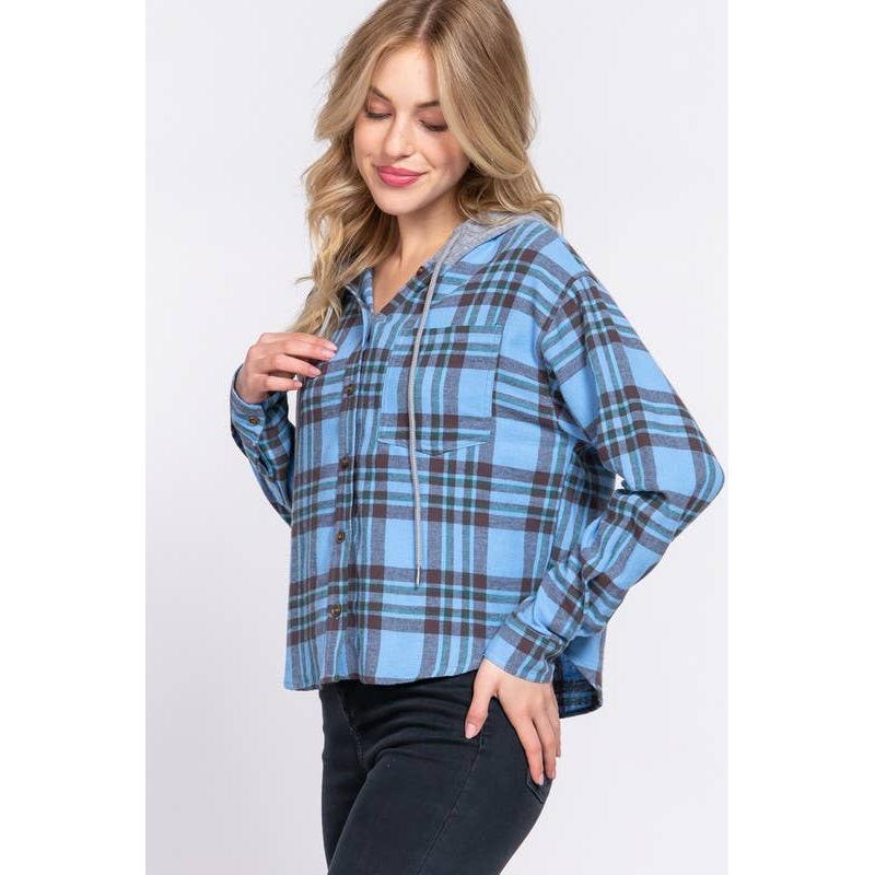Grunge Darling Plaid Hoodie in Orange or Blue