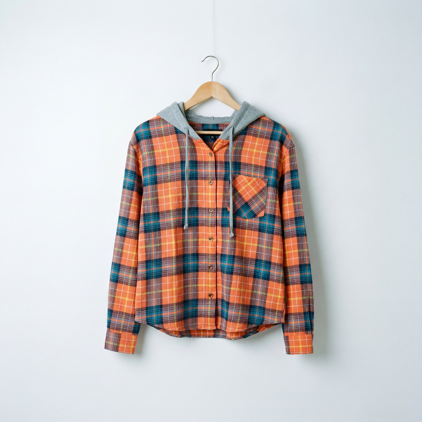 Grunge Darling Plaid Hoodie in Orange or Blue
