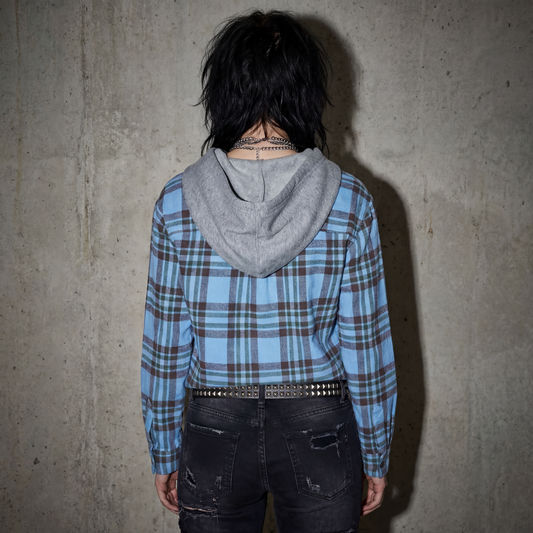 Grunge Darling Plaid Hoodie in Orange or Blue