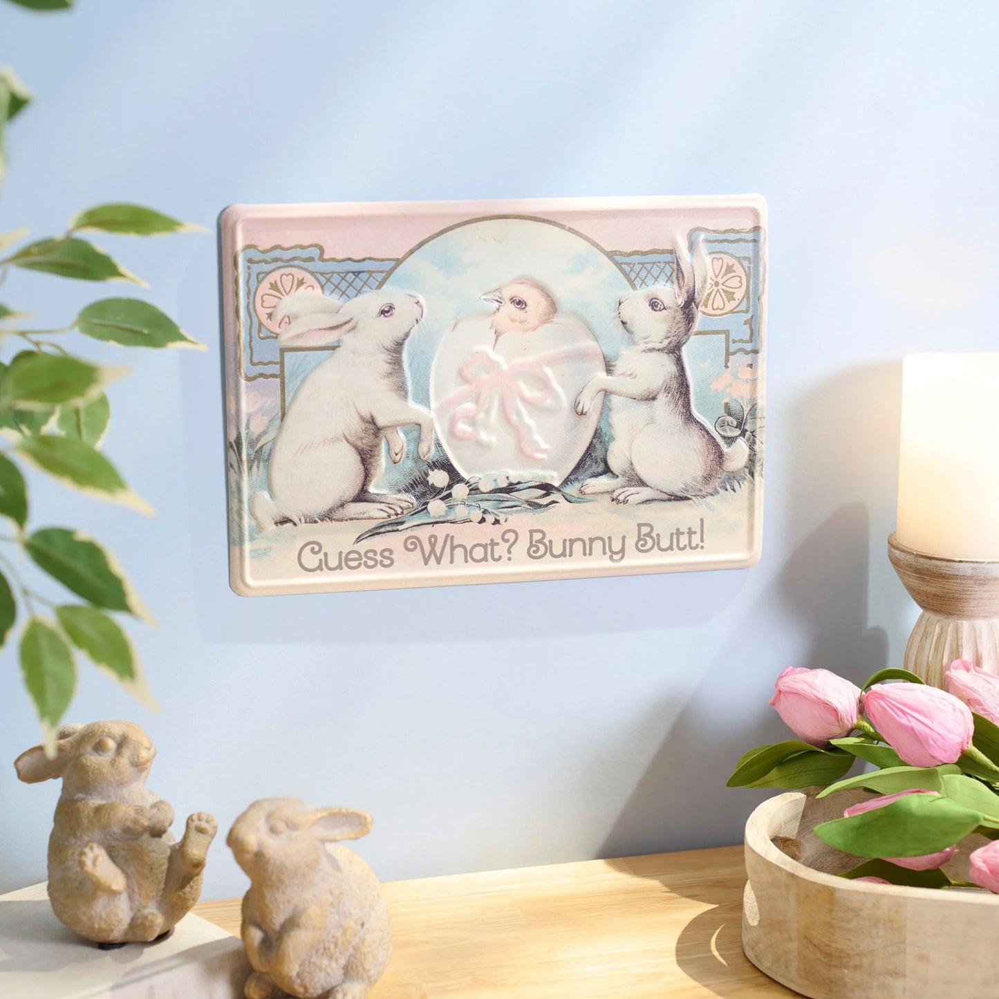 Guess What? Bunny Butt! Easter Metal Wall Decor | 11.50" x 8" x 0.25"