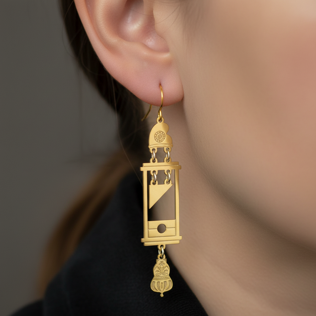 Guillotine Earrings | Featuring the Heads of Louis 16th and Marie Antoinette | Gold or Silver
