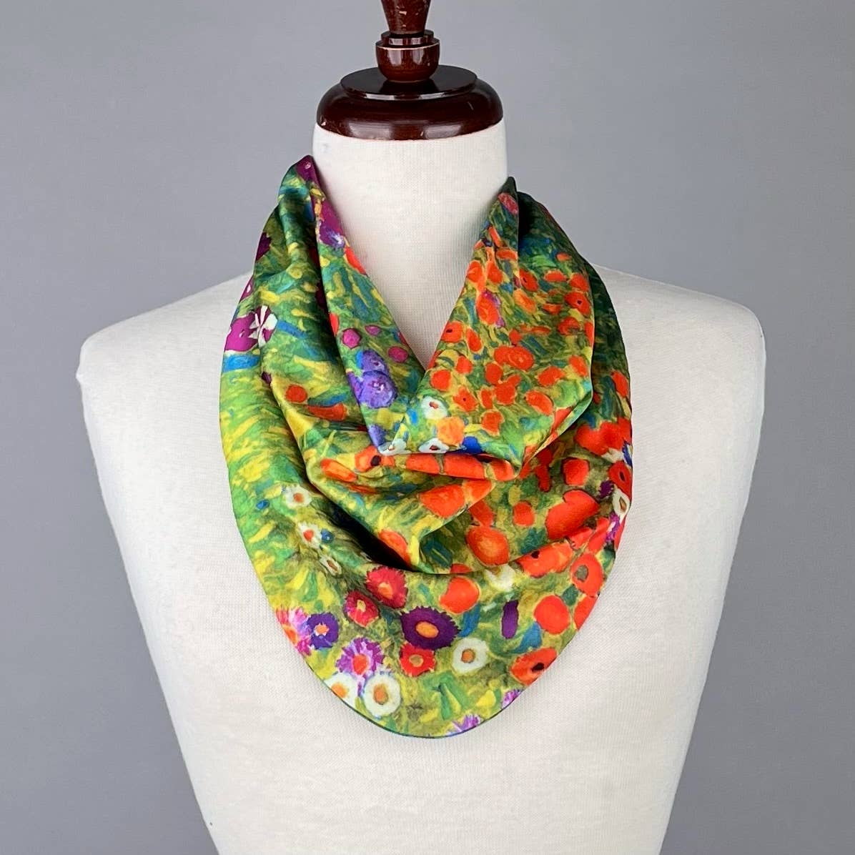 Gustav Klimt Flower Farm Pre-Tied Necklace Style Scarf with Magnetic Closure