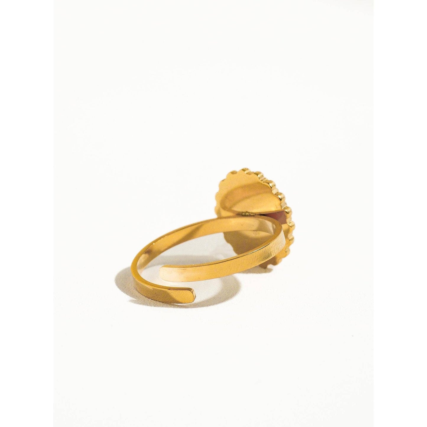 Gypsy Rose 14K Gold Adjustable Round Stone Ring | Gold Plated Stainless Steel Statement Ring, Nickel-Safe