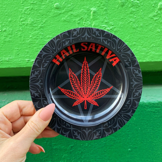 Hail Sativa Tin Ashtray | Round Lightweight Ashbin | 5.5"
