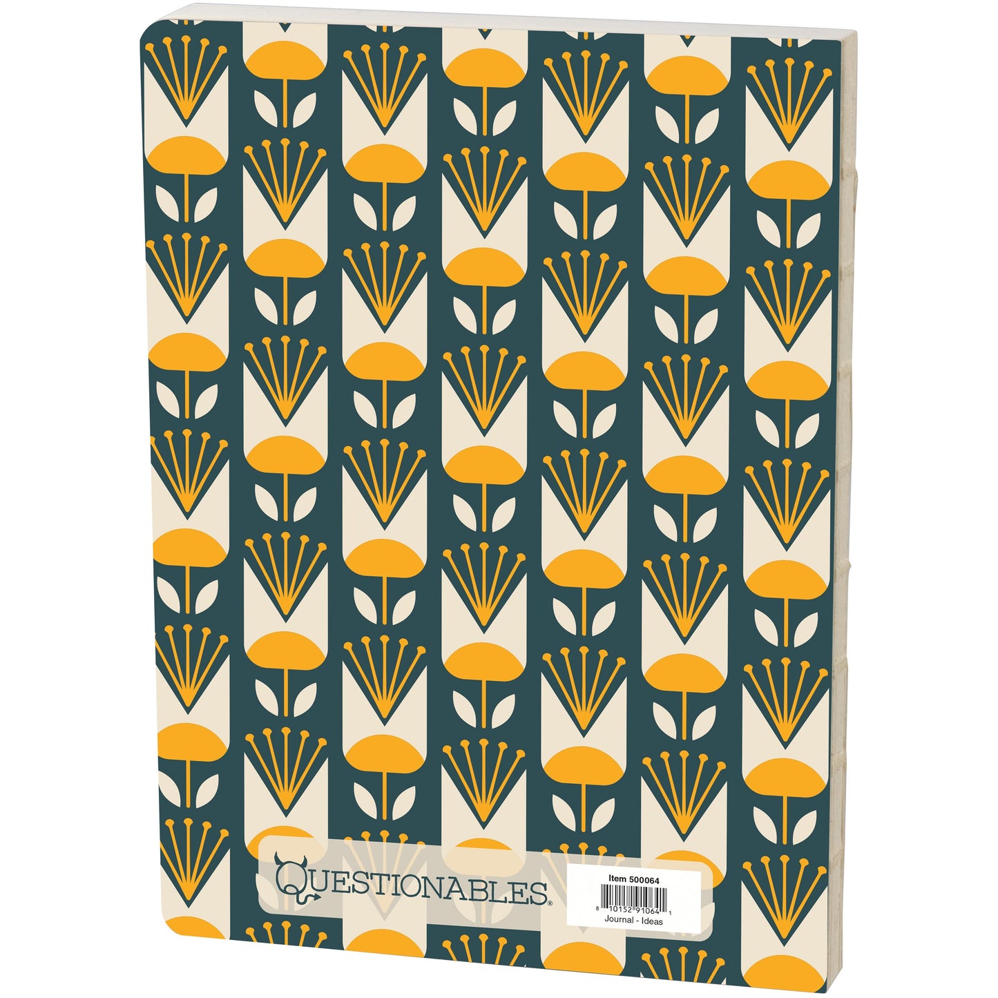 Notebook with a yellow and green pattern on a white background