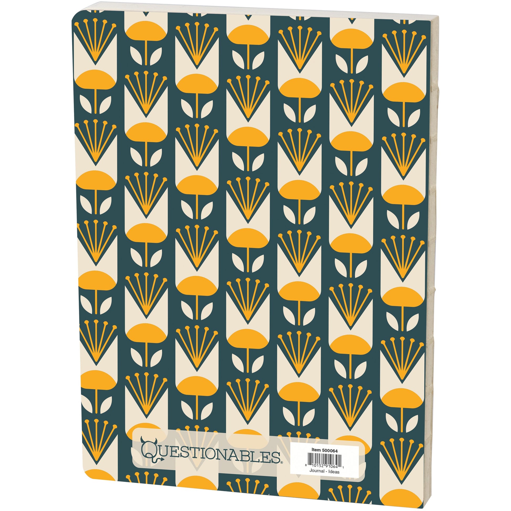 Notebook with a yellow and green pattern on a white background