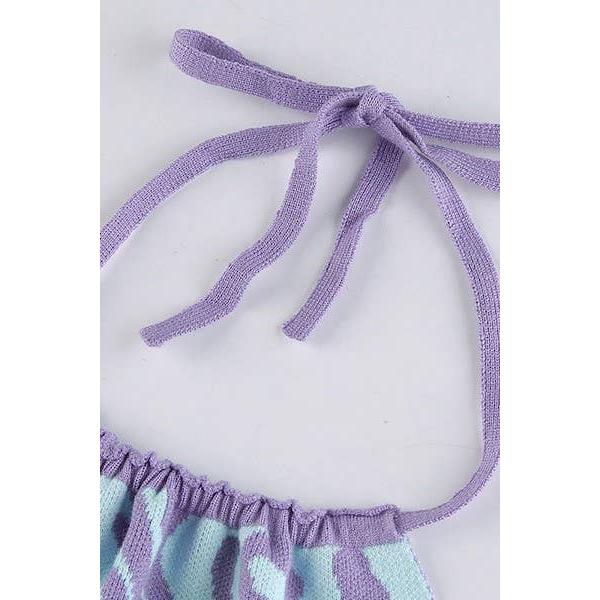 Halter Dress in Green or Purple | Novelty Knit Halter Dress | Retro-Inspired Women's Dress