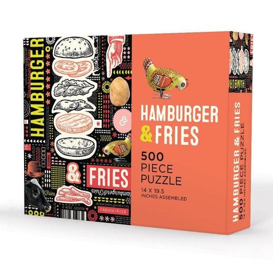 Puzzle box with 'Hamburger & Fries' design on a white background
