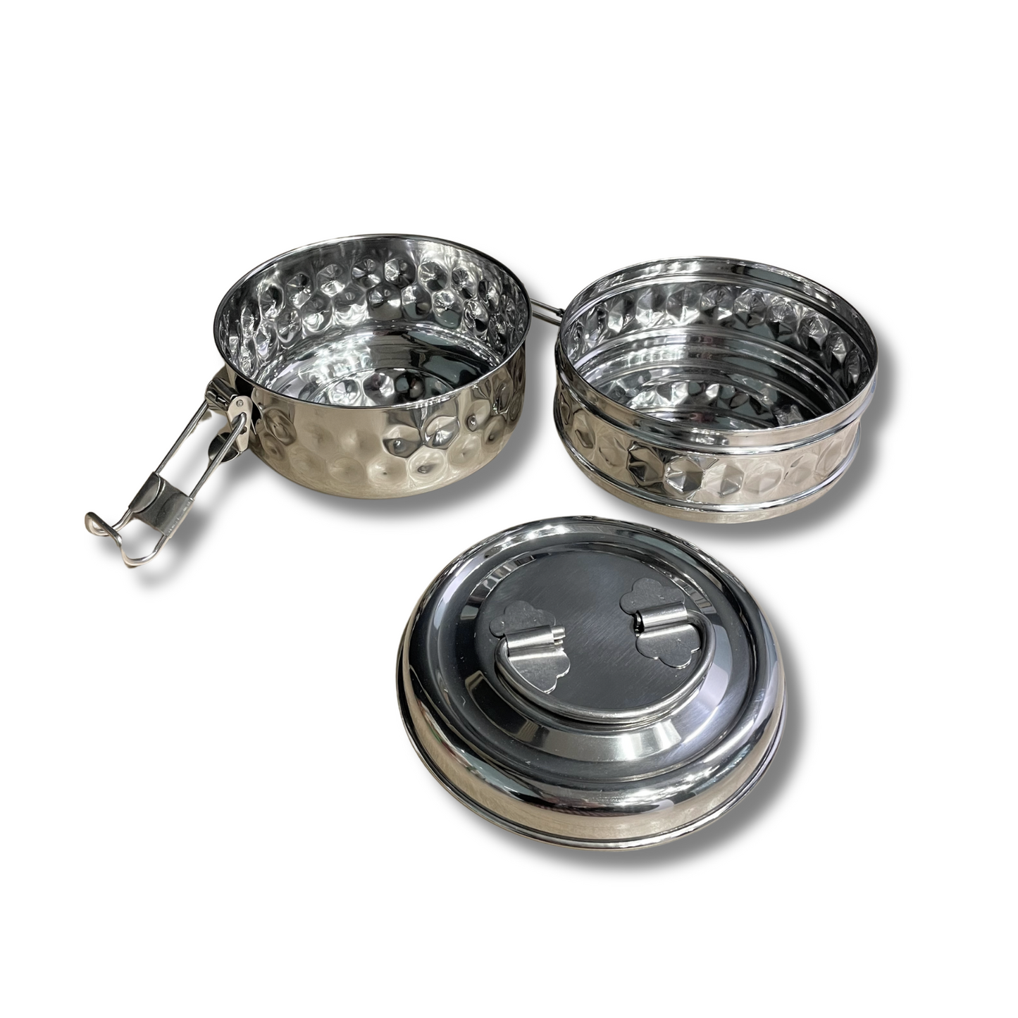 Hammered Dots 3 Tier Tiffin | Stainless Steel Stack Lunch Box Meal Container