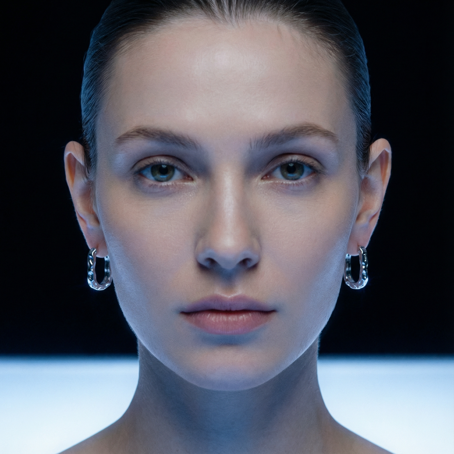 Hammered Textured Oblong Hoop Earrings