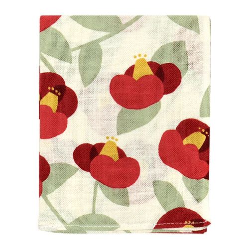 Hanatsubaki Off Tenugui Hankie Handkerchief | Floral Japanese Hand Cloth | 13.38" x 16.92"