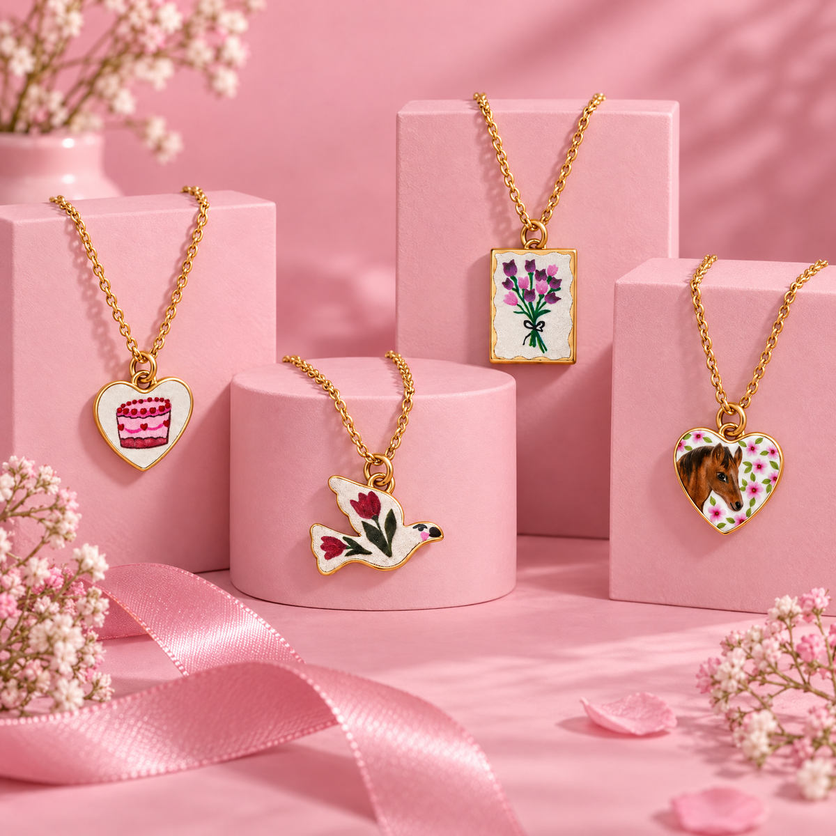 Hand Painted Charm Necklace | Paper & Quartz-Paper & Quartz-The Bullish Store
