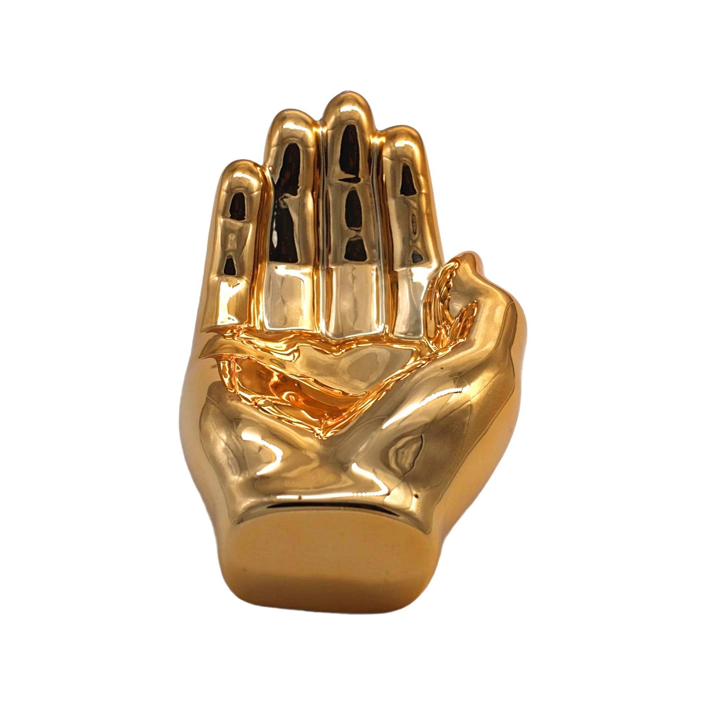 Hand Tray in Dark Gold | Ceramic Hand Catchall Tray | 7.5"