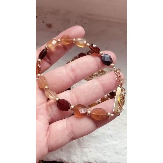 Handmade Amber Ombre Citrine Crystal Beads Fall Bracelet