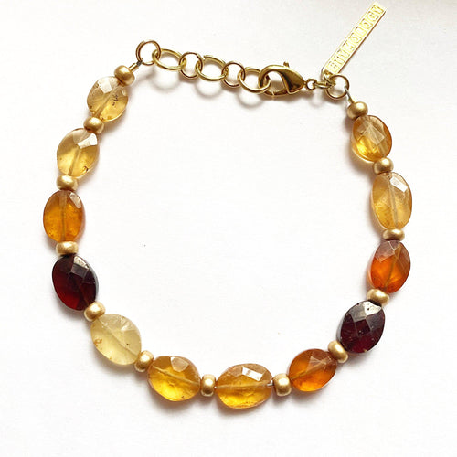 Handmade Amber Ombre Citrine Crystal Beads Fall Bracelet