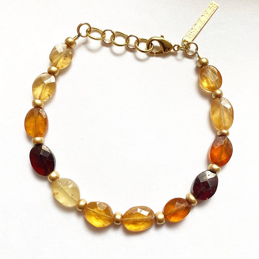 Handmade Amber Ombre Citrine Crystal Beads Fall Bracelet