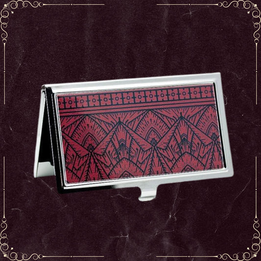 Handmade Art Deco Business Card Case in Crimson Red and Black