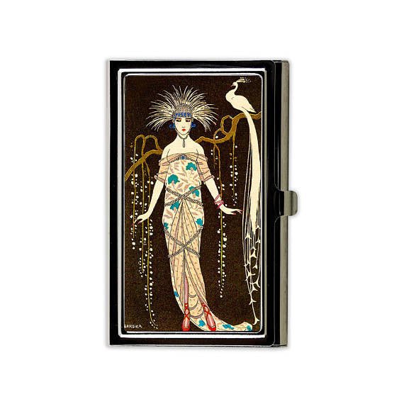 Handmade Art Deco Peacock Card Case | ID Card Wallet
