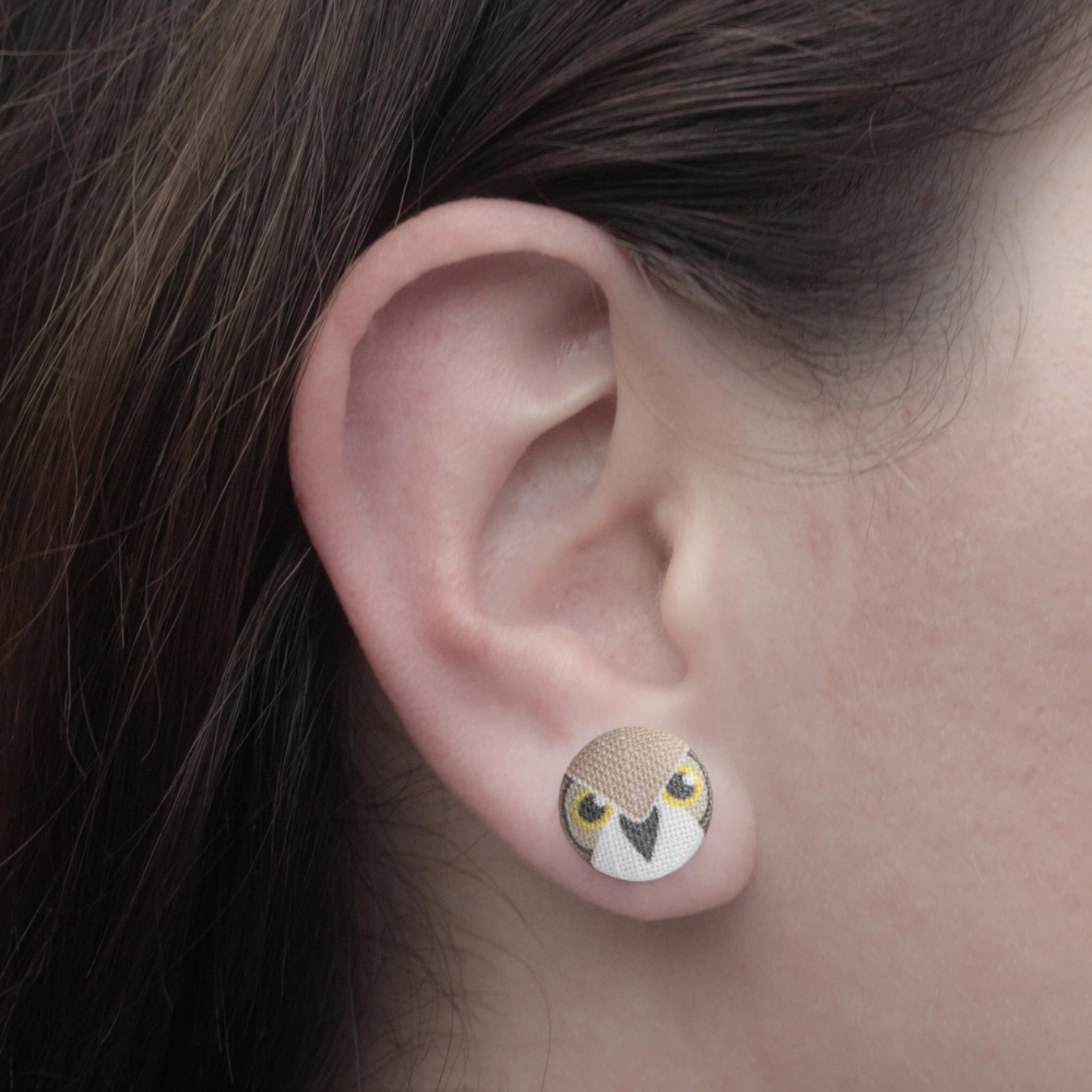 Owl Fabric Button Earrings