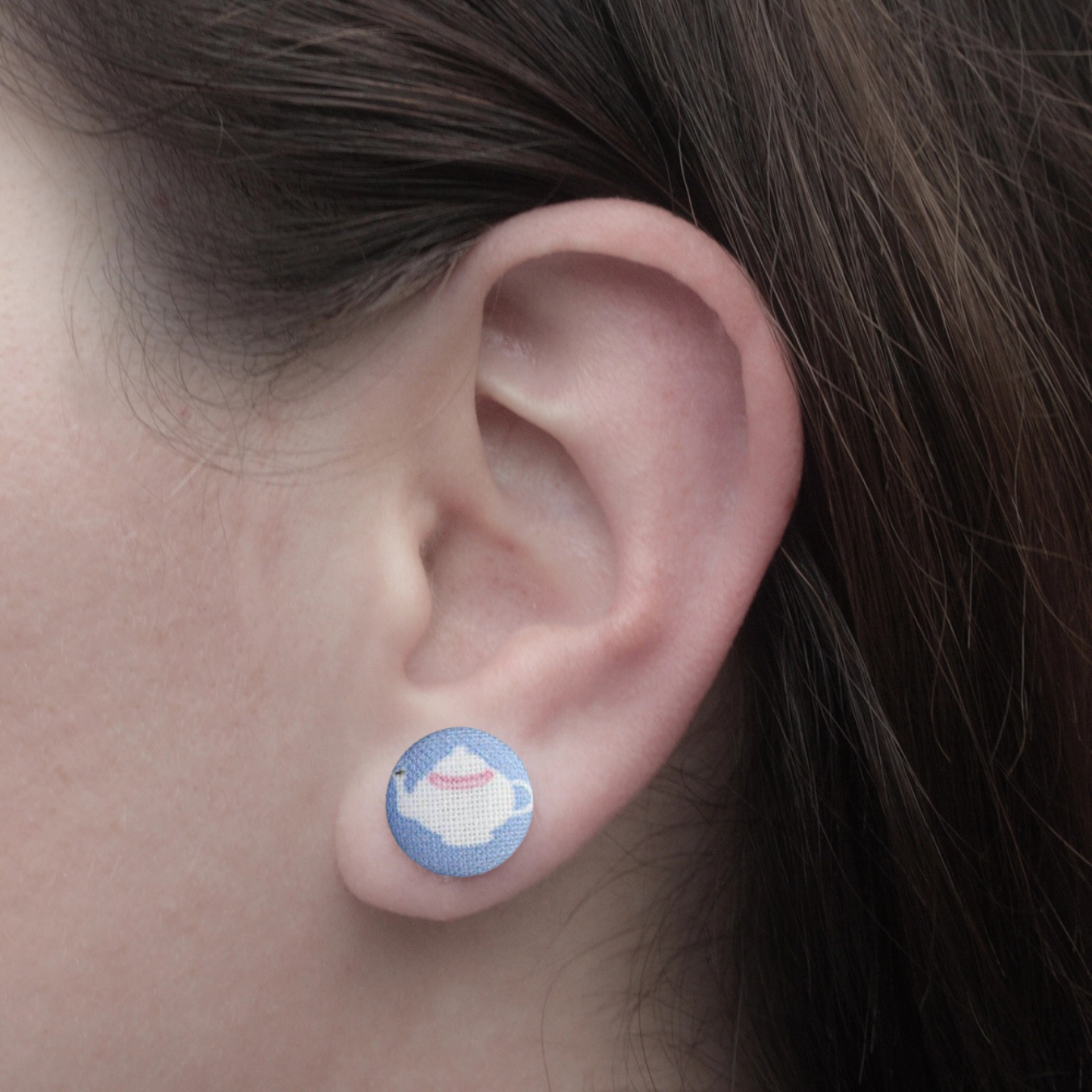 Time for Tea Fabric Button Earrings | Handmade in the US