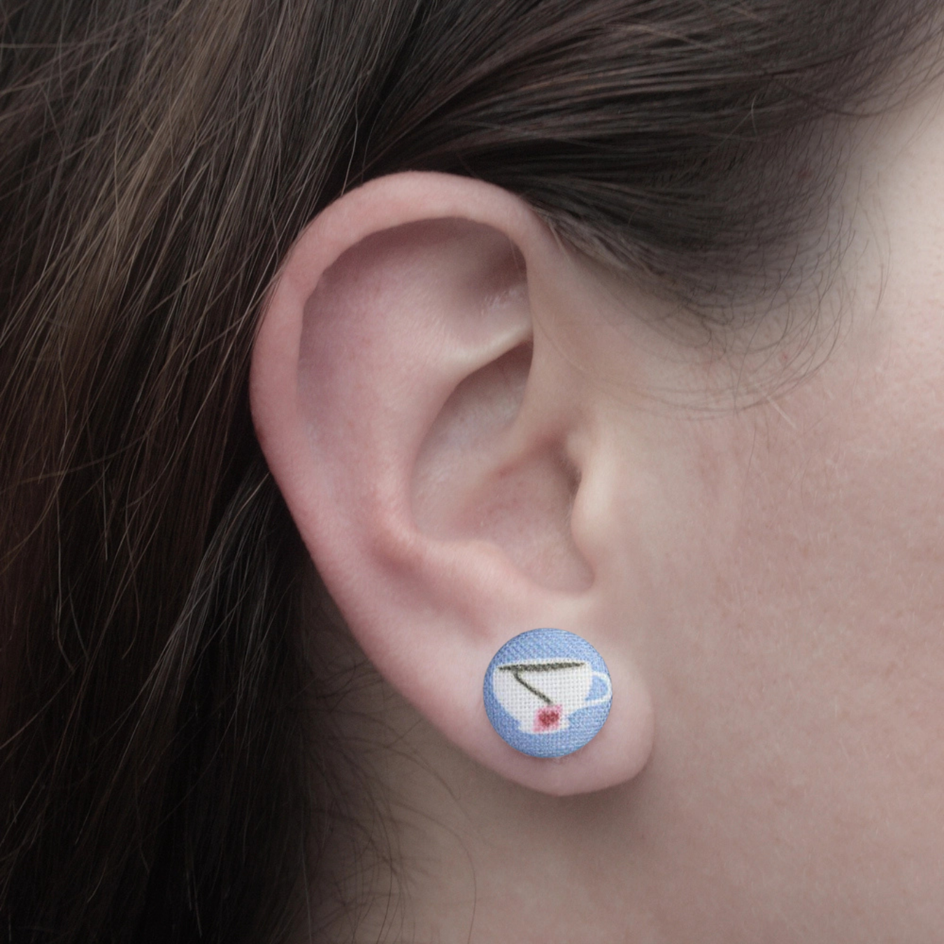 Time for Tea Fabric Button Earrings | Handmade in the US