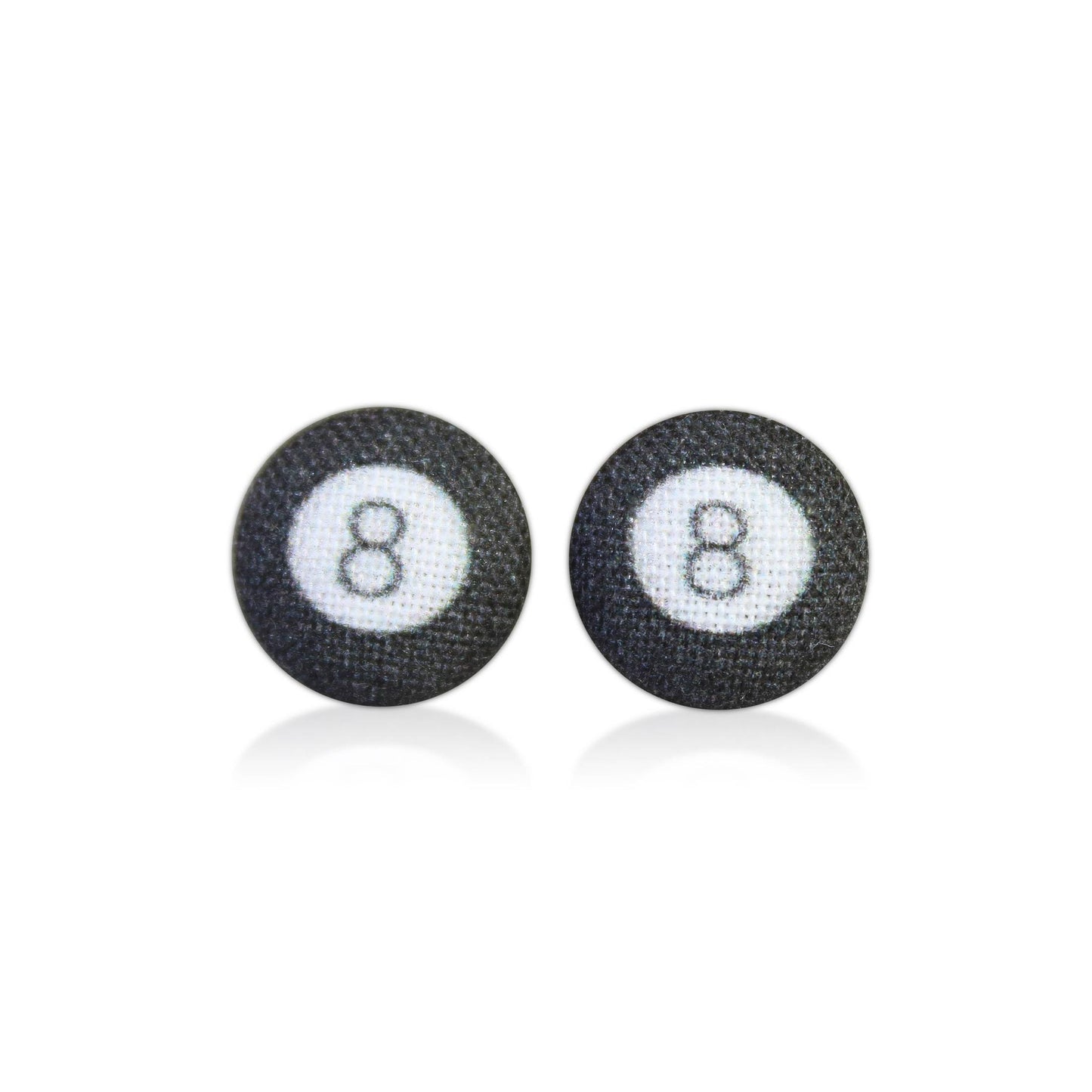 8 Ball Pool Ball Fabric Button Earrings | Handmade in the US