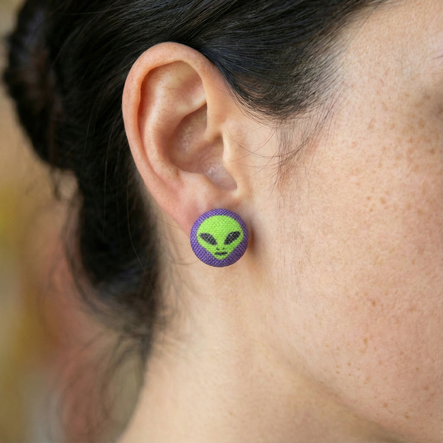 Alien Fabric Button Earrings