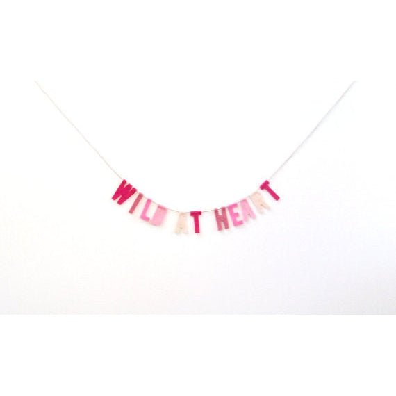 Handmade Felted Wild At Heart Party Banner in Pink or Blue Ombré