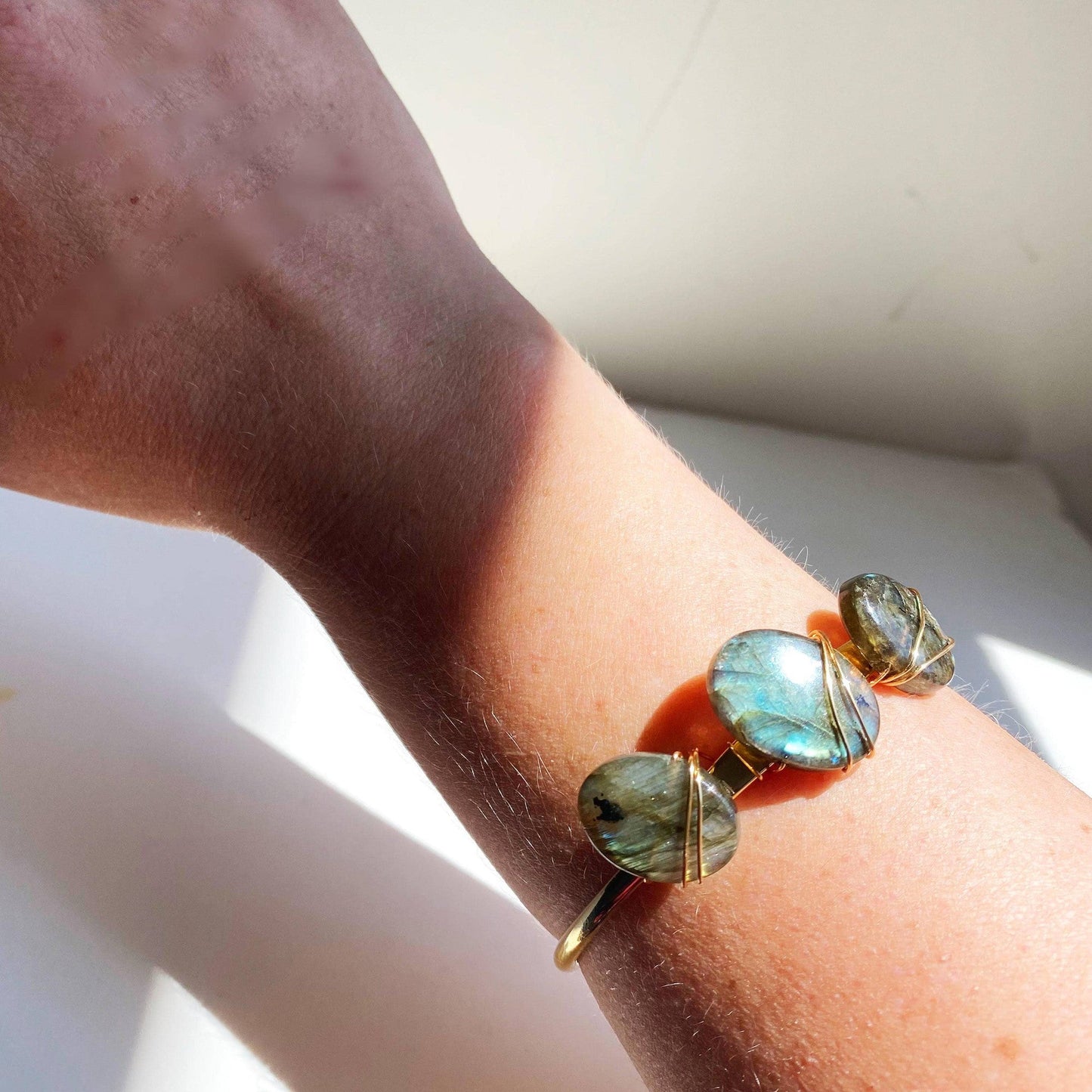 Handmade Labradorite Stones Cuff Bracelet | Crystal Jewelry