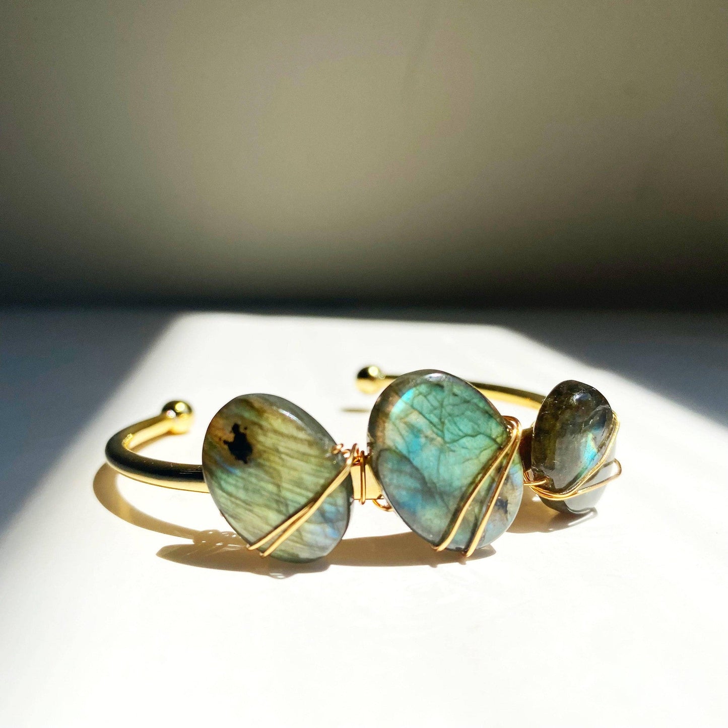 Handmade Labradorite Stones Cuff Bracelet | Crystal Jewelry