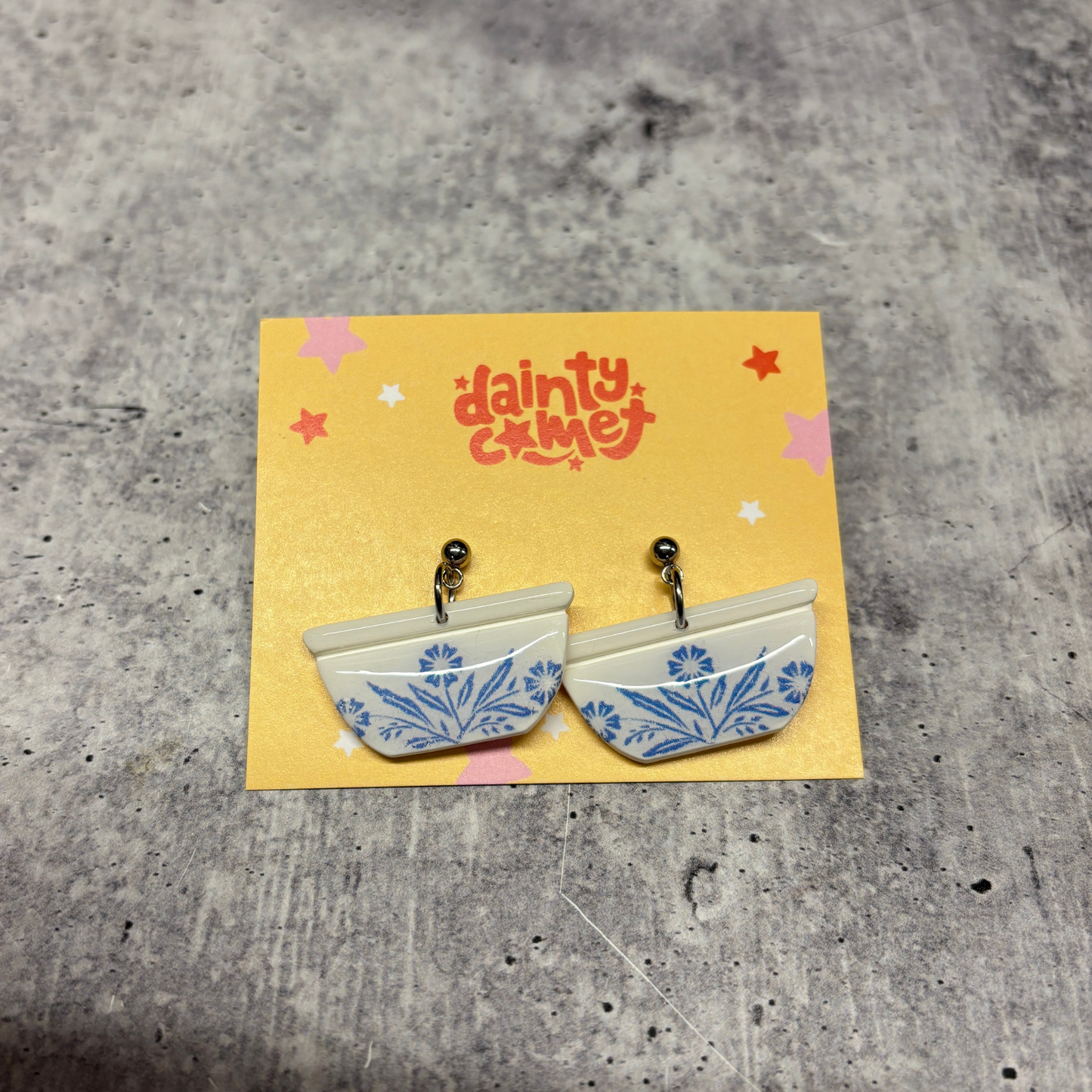 Handmade Pyrex Dish Earrings | Historic Prints on Polymer Clay