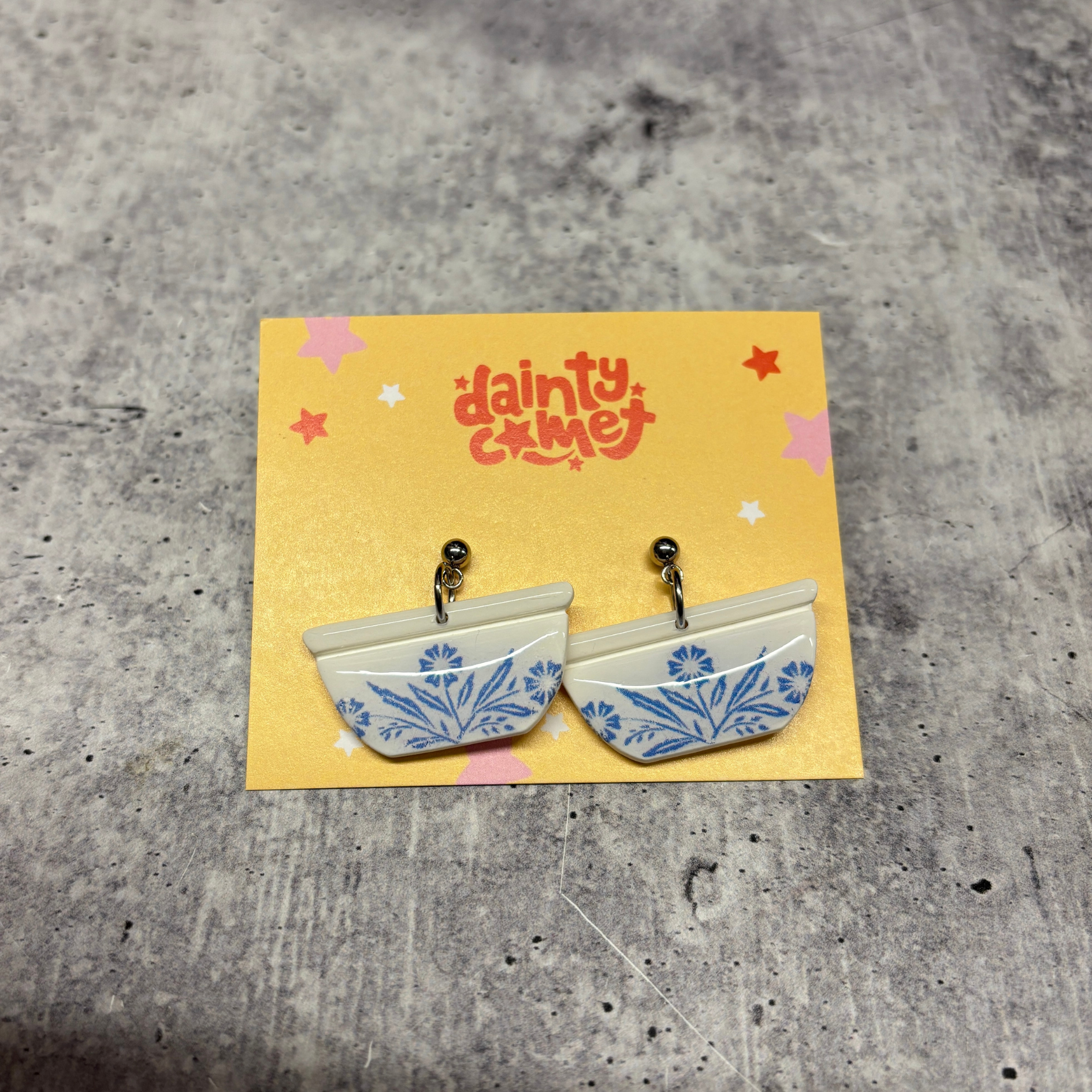 Handmade Pyrex Dish Earrings | Historic Prints on Polymer Clay