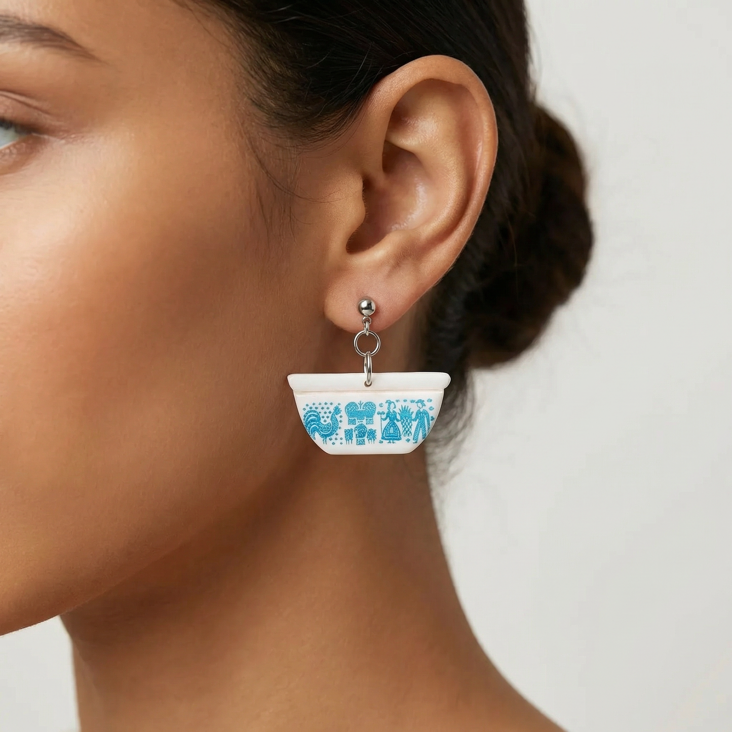 Handmade Pyrex Dish Earrings | Historic Prints on Polymer Clay