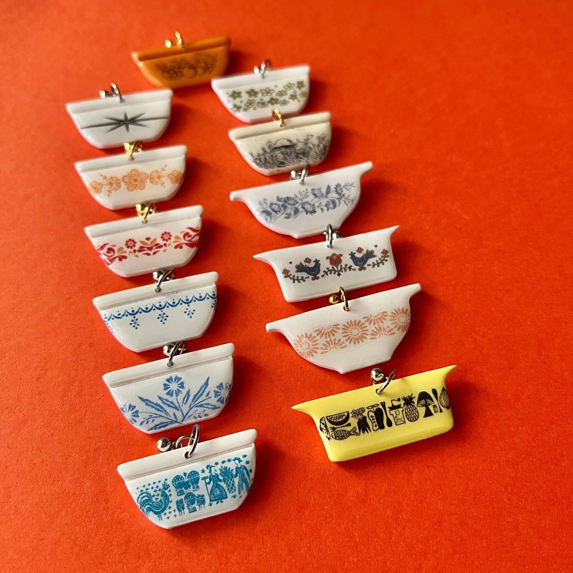Handmade Pyrex Dish Earrings | Historic Prints on Polymer Clay