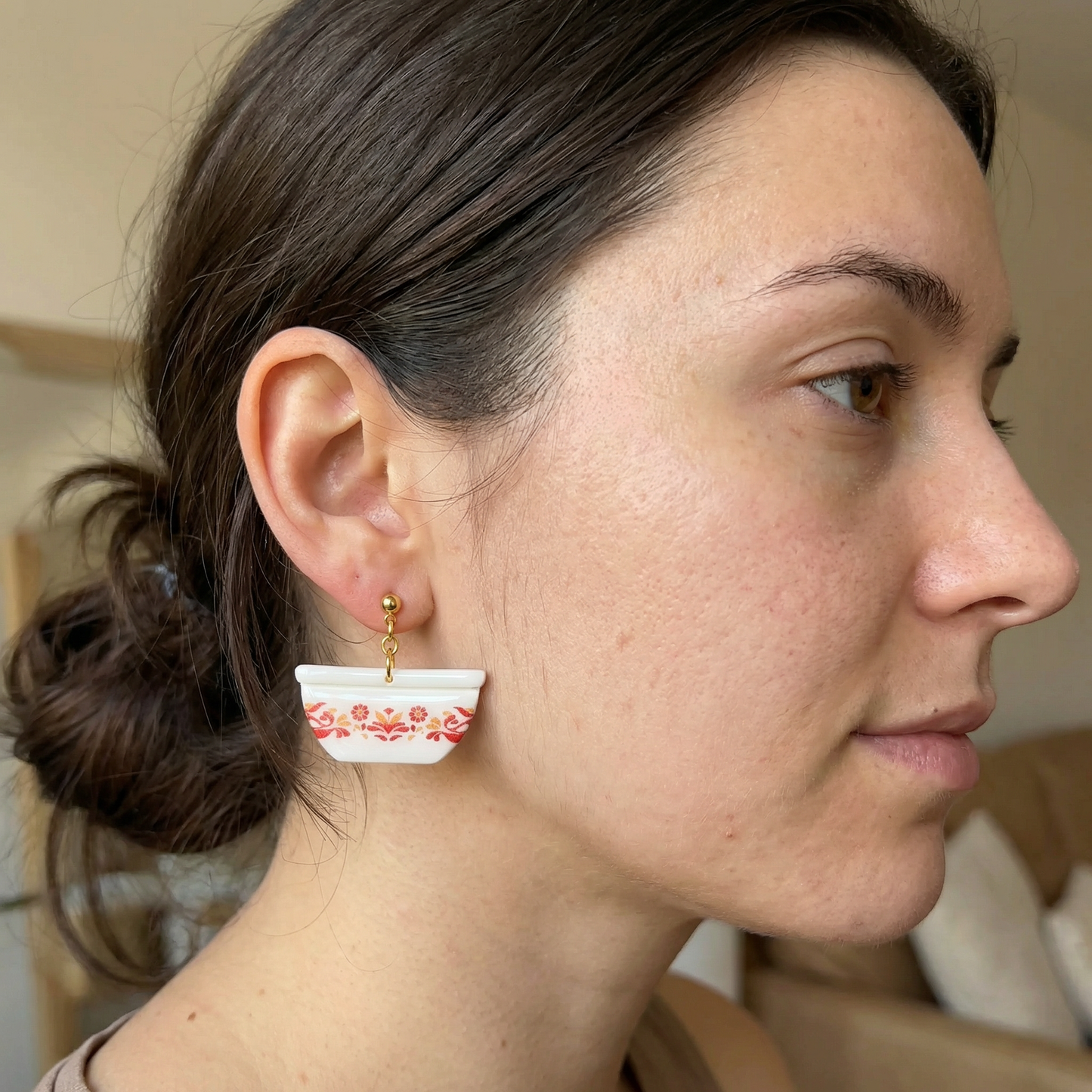 Handmade Pyrex Dish Earrings | Historic Prints on Polymer Clay