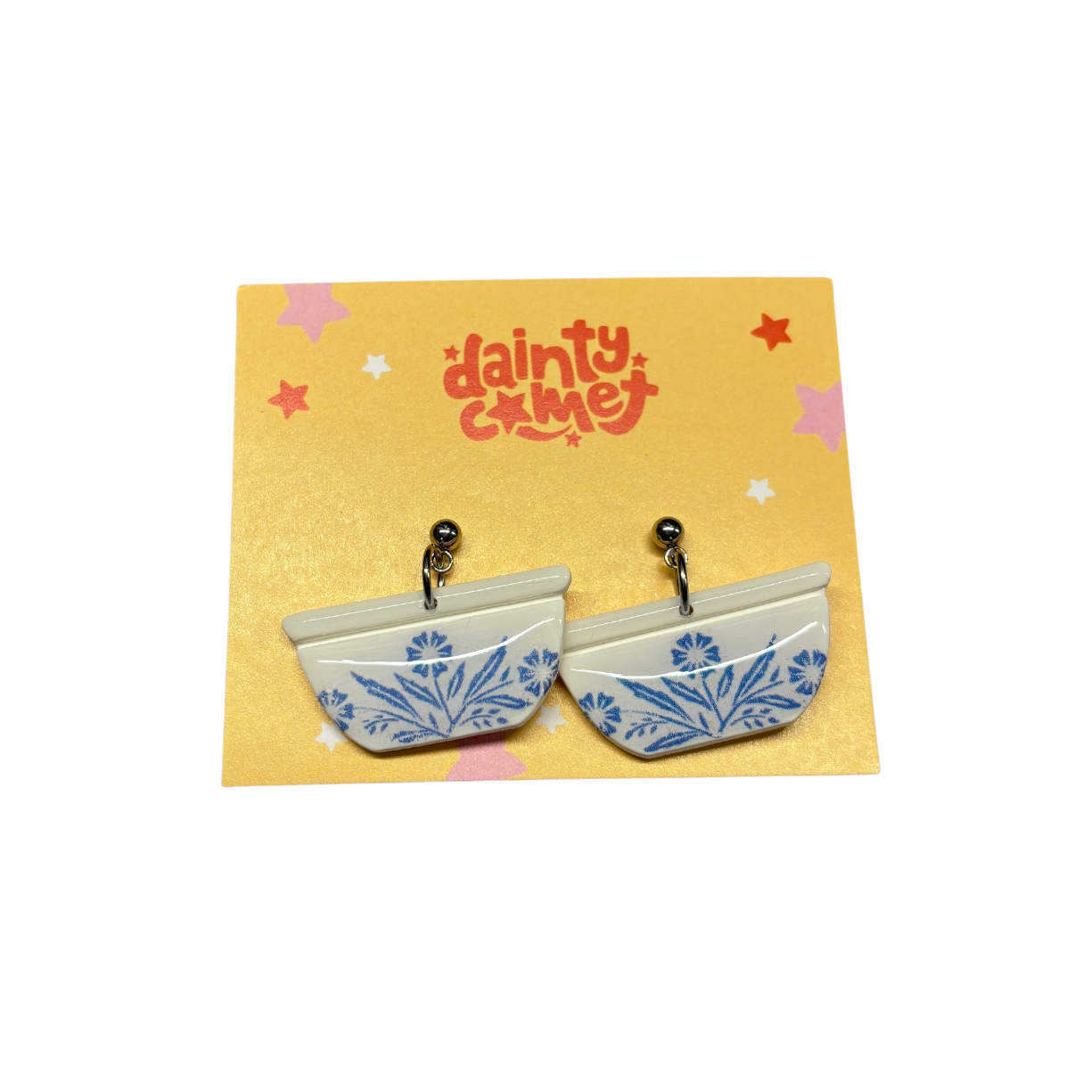 Handmade Pyrex Dish Earrings | Historic Prints on Polymer Clay