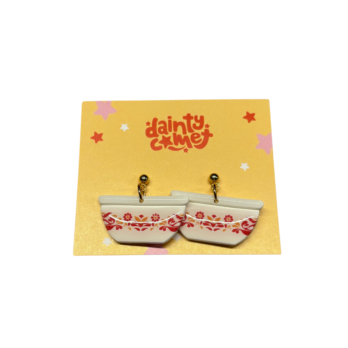 Handmade Pyrex Dish Earrings | Historic Prints on Polymer Clay