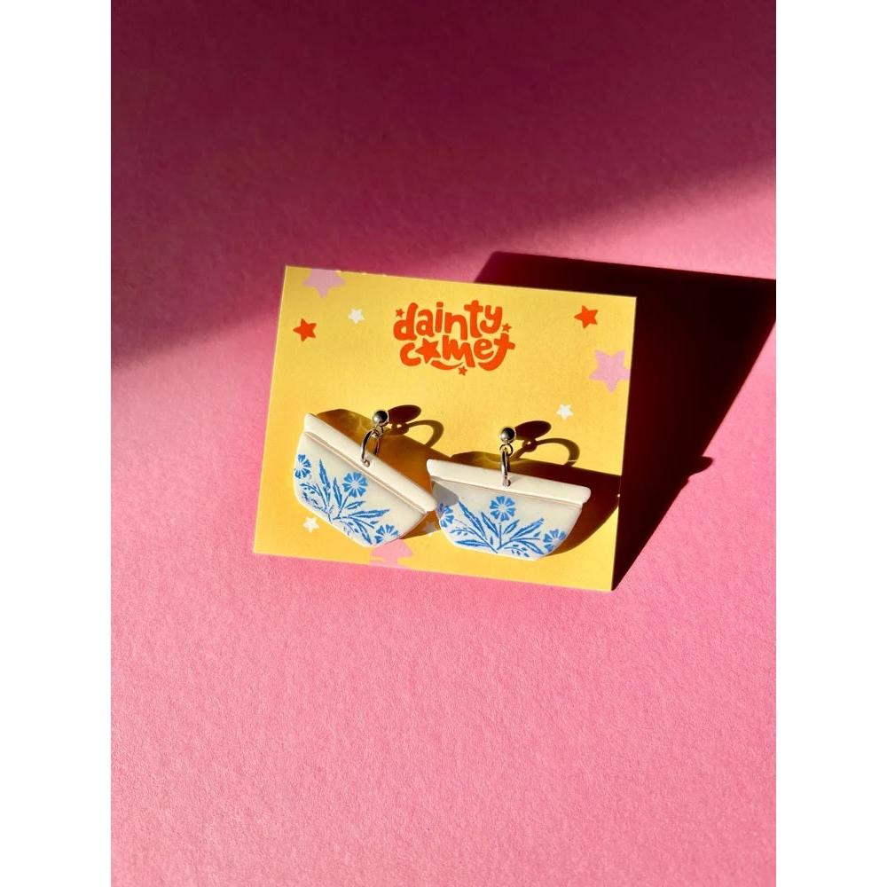 Handmade Pyrex Dish Earrings | Historic Prints on Polymer Clay