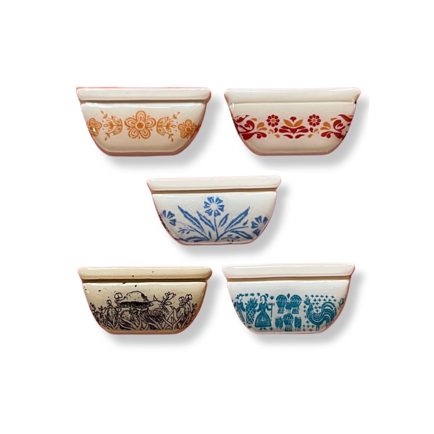 Handmade Pyrex Dish Tiny Magnets in 5 Styles | Historic Prints on Polymer Clay