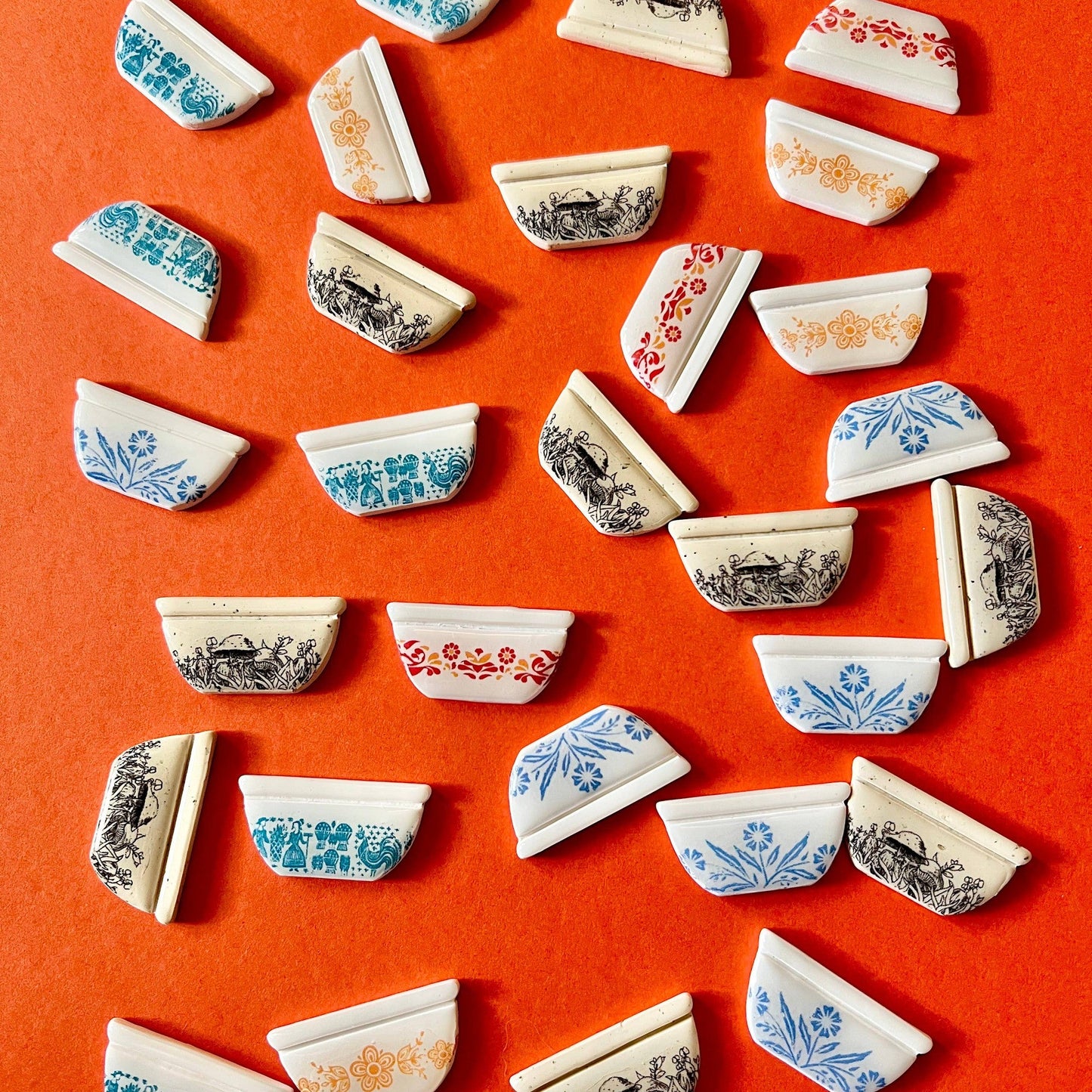Handmade Pyrex Dish Tiny Magnets in Styles | Historic Prints on Polymer Clay