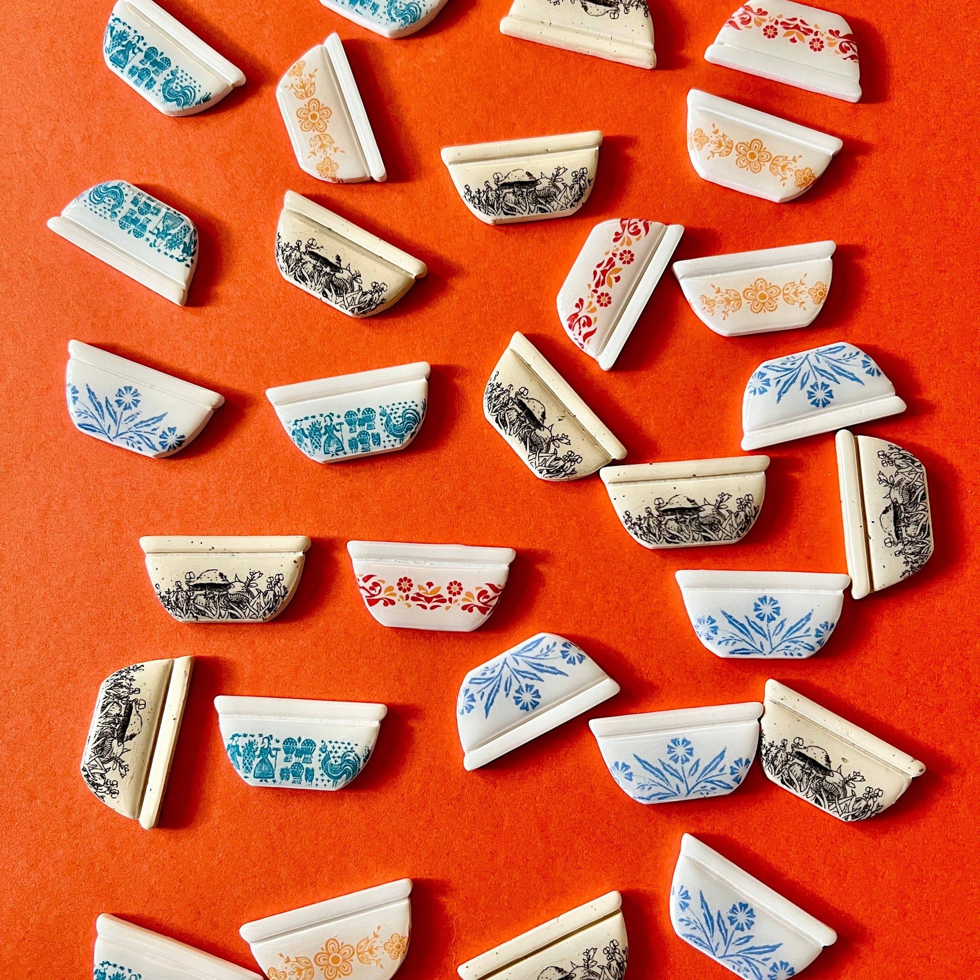 Handmade Pyrex Dish Tiny Magnets in Styles | Historic Prints on Polymer Clay
