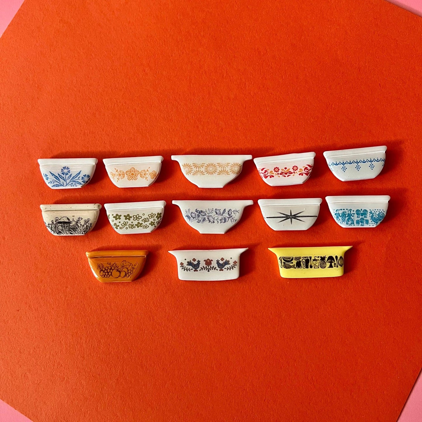 Handmade Pyrex Dish Tiny Magnets in Styles | Historic Prints on Polymer Clay