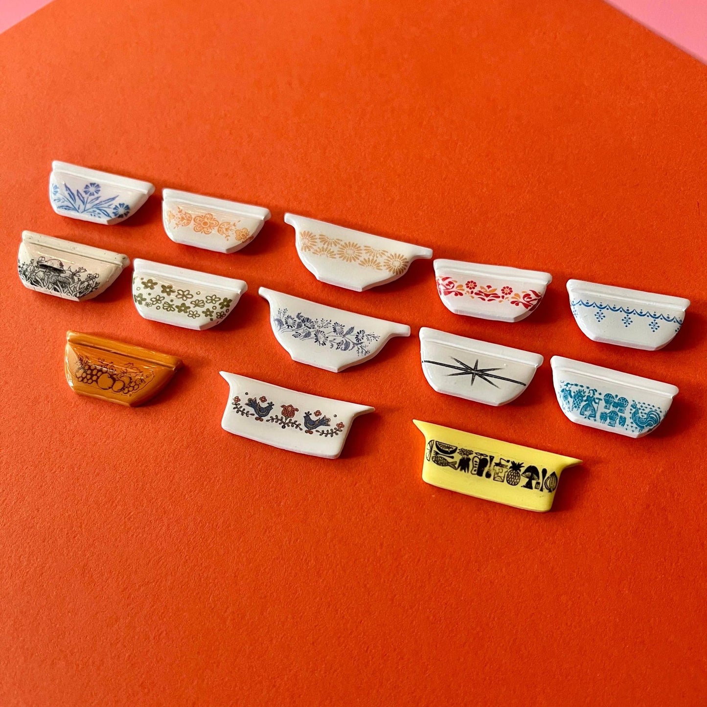 Handmade Pyrex Dish Tiny Magnets in Styles | Historic Prints on Polymer Clay