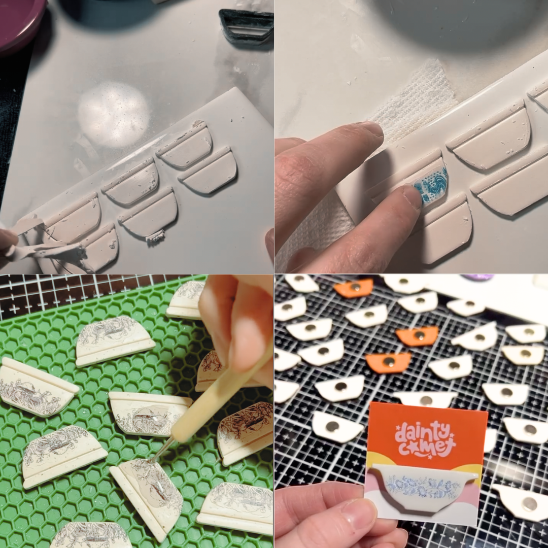Handmade Pyrex Dish Tiny Magnets in Various Styles | Historic Prints on Polymer Clay