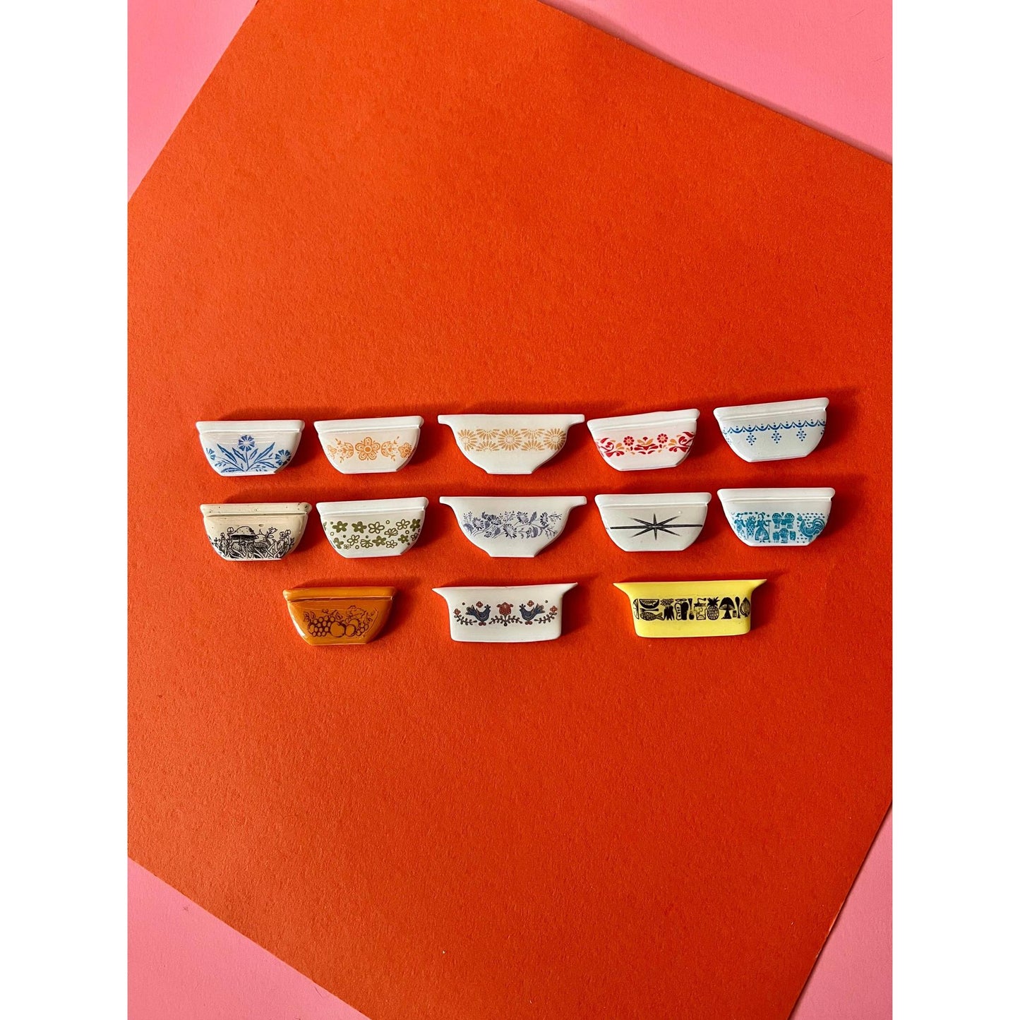 Handmade Pyrex Dish Tiny Magnets in Various Styles | Historic Prints on Polymer Clay