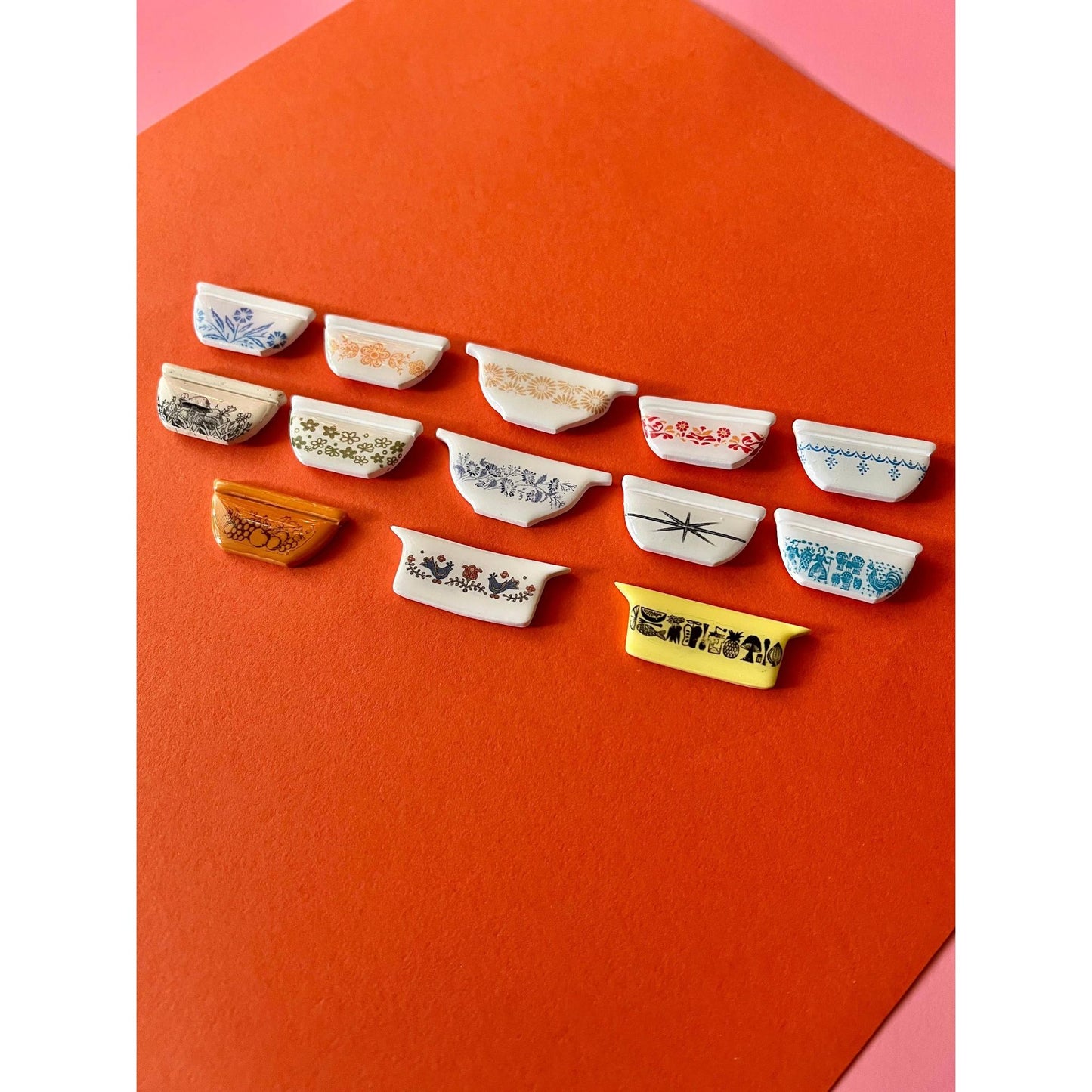 Handmade Pyrex Dish Tiny Magnets in Various Styles | Historic Prints on Polymer Clay